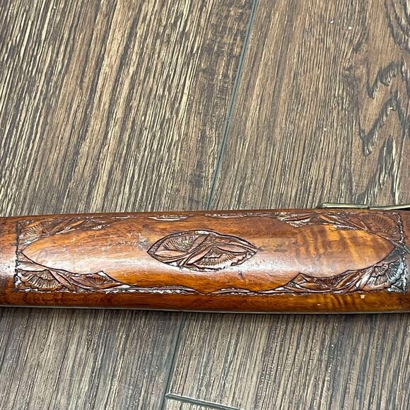 Vintage Mid 20th c. Wood Sheath Carved Pistol Shaped Knife & Fork Set (Indian) - Picture 3 of 13